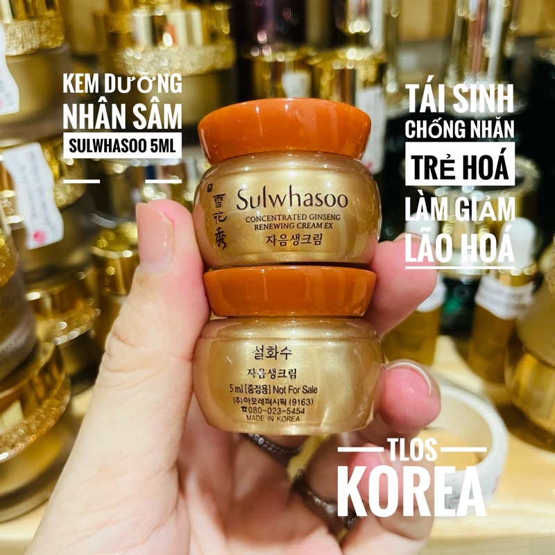 Kem nhân sâm Sulwhasoo Concentrated Ginseng Renewing Cream Ex 5ml - Kem dưỡng cô đặc được chiết xuất từ Nhân Sâm Cao Cấp