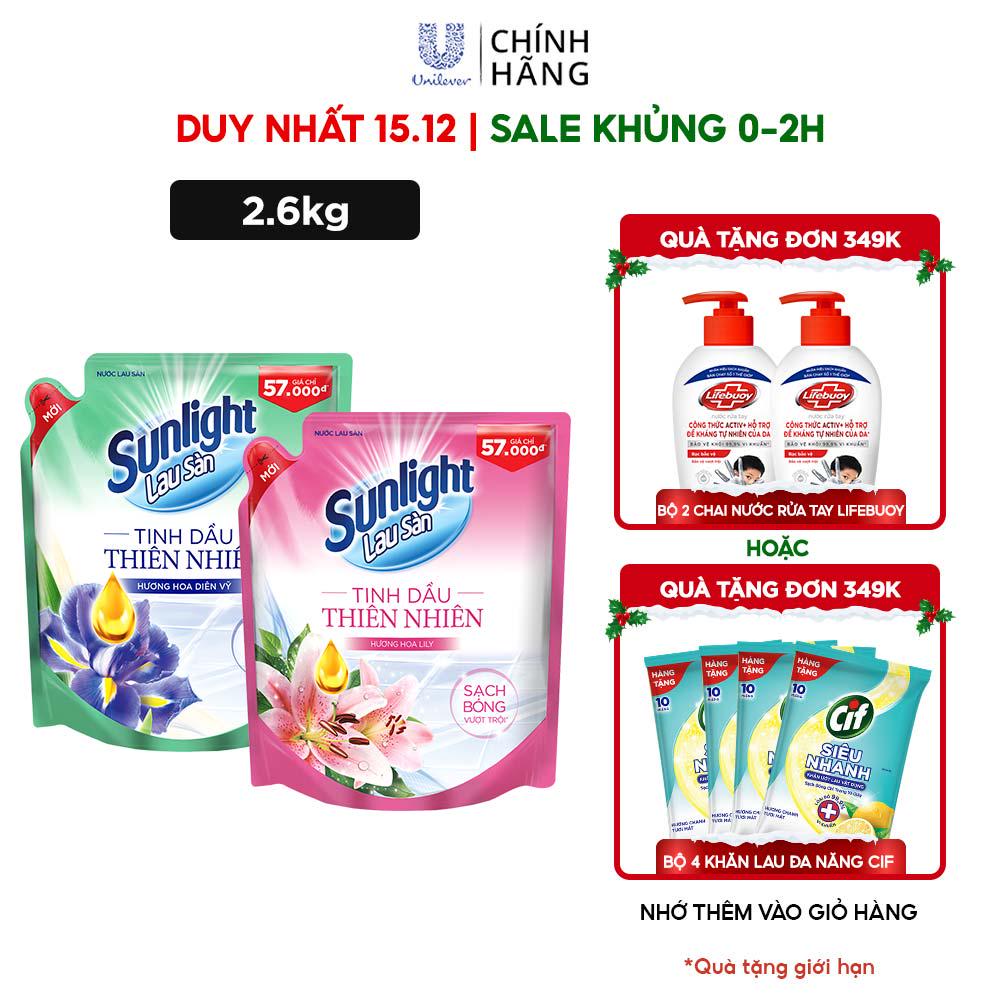 Nước lau sàn Sunlight thiên nhiên 2.6kg (Túi)