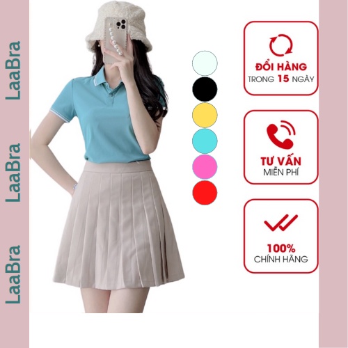 Áo Cộc Tay Nữ Cổ Bẻ Phong Cách Công Sở MADEAL, Áo Polo Nữ Ngắn Tay Phối Viền
