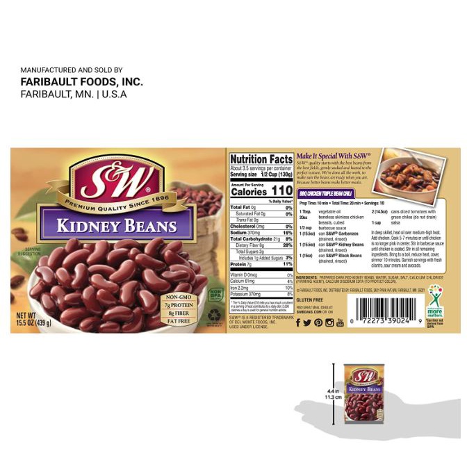 Đậu đỏ S&amp;W 425g KIDNEY BEANS