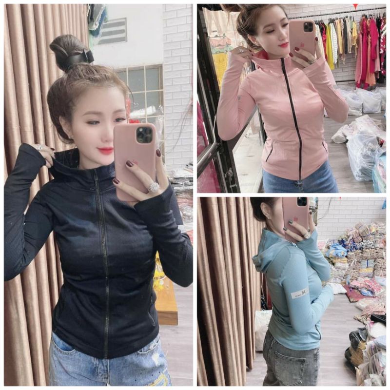 Áo khoác ôm body thun dệt kim cao cấp PQ21. Áo khoác thể thao nữ cao cấp, áo khoác tập Gym, Yoga