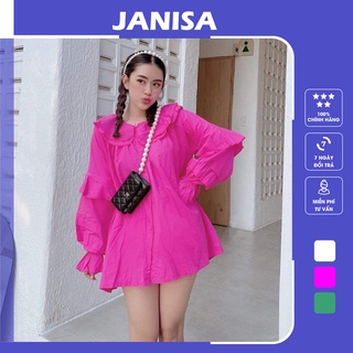 Áo babydoll nữ bánh bèo bigsize tay phồng kiểu sơ mi cổ bèo tiểu thư JANISA AK04