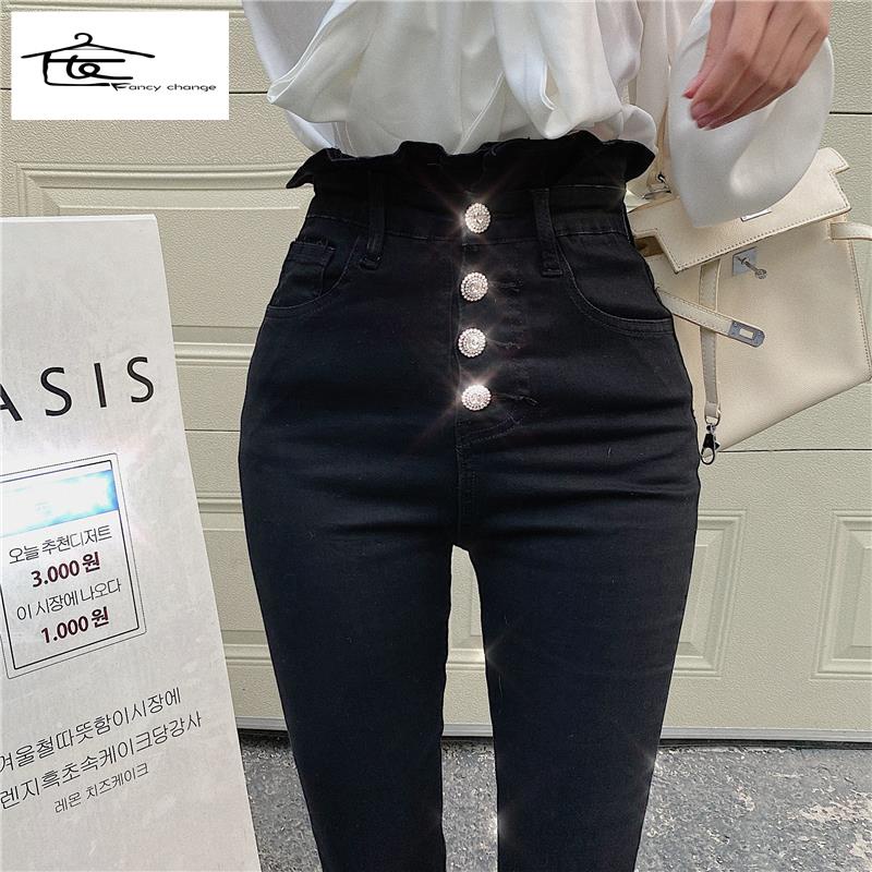 Hàng Có Sẵn Bán Chạy~Quần Jean Ôm Dáng Lưng Cao Co Giãn In Hình Hoa Phong Cách Mùa Xuân 2022 Hợp Xu Hướng Cho Nữ