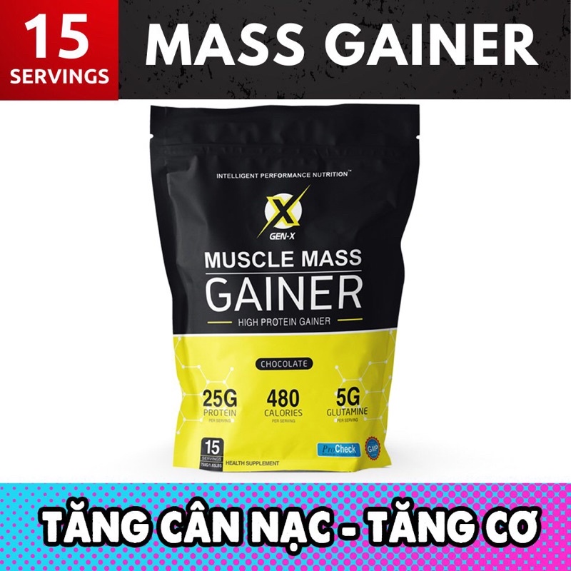 Sữa Tăng Cân  Muscle Mass Gainer 750gram (Khi mua 2 Túi Tặng 1 Bình Lắc)