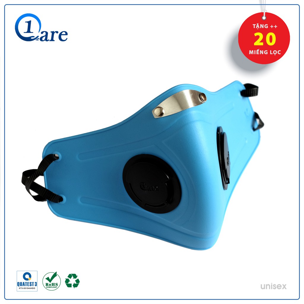 Khẩu trang nhựa đa năng 1Care Pro lọc bụi mịn PM5.0, kháng nước chống nắng 100%. Khẩu trang nhựa màu xanh pastel | BigBuy360 - bigbuy360.vn