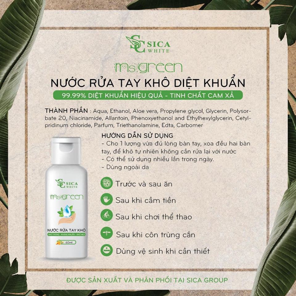 Dung dịch rửa tay diệt khuẩn SICA WHITE 60ml và 120ml | BigBuy360 - bigbuy360.vn