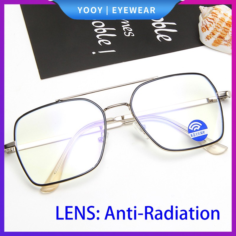 Eyeglasses Anti Radiation & Blue Light Square Light Metal Frame Fashion Glasses Women Men
