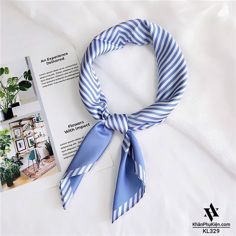 Khăn Bandana Quấn Làm Áo BLACKPINK - Khăn Turban Lụa Vuông Quàng Cổ Nữ Đẹp Họa Tiết Sọc Màu Xanh, Trắng, Đen, Nâu, Xám