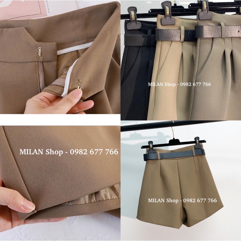 Quần short cạp-lưng cao kèm đai hai kiểu style