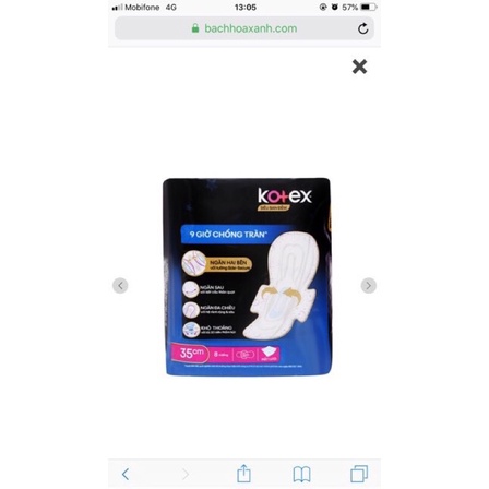 BĂNG VỆ SINH KOTEX ĐÊM 28cm 12M, 35cm 8M, 32cm 10M CHỐNG TRÀN
