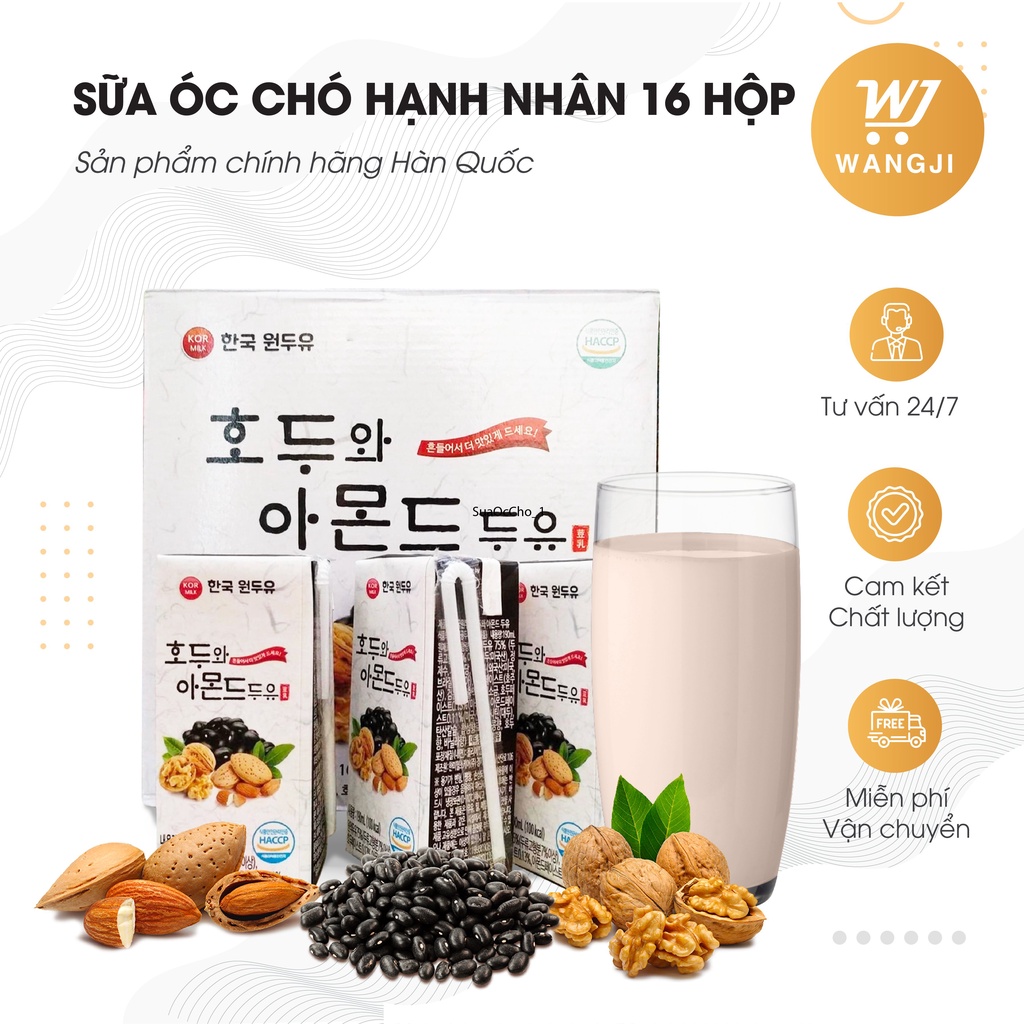 Sữa Hạnh Nhân Óc Chó Đậu Đen KORMILK Hàn Quốc hộp 190ml hàng chính hãng - Wangji