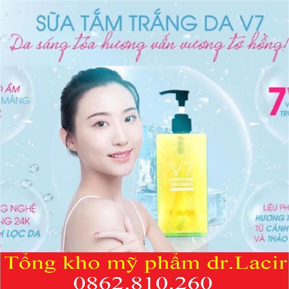 V7 PERFUME SHOWER DR LACIR Chai 350ml, Sữa Tắm Trắng Da V 7 Lamer DrLacir CHÍNH HÃNG date mới