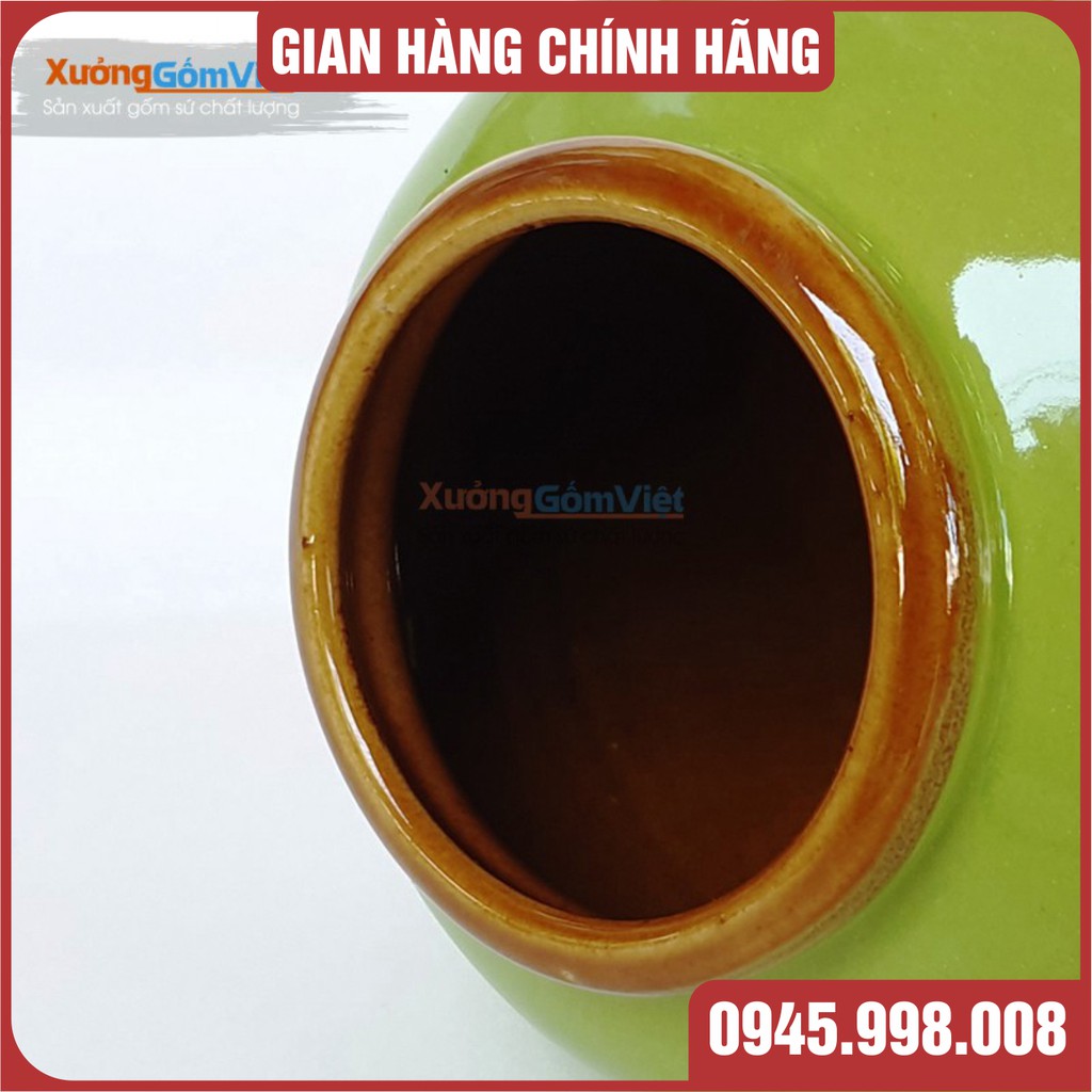 Lu sứ màu xanh đọt chuối non dung tích 400ml - hàng thủ công gốm BÁT TRÀNG - XƯỞNG GỐM VIỆT