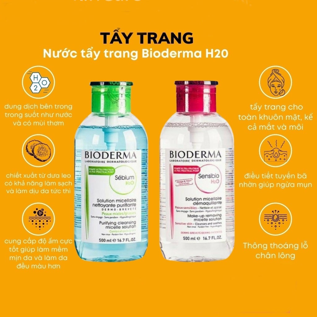 Nước tẩy trang Bioderma nội địa pháp nắp nhún dành cho da dầu và da thường | BigBuy360 - bigbuy360.vn