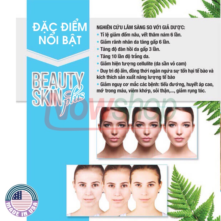 Beauty Skin Plus Viên Uống Trắng Da Bổ Sung Collagen Đẹp Da Giúp Chống Nắng Giảm Nám Mờ Thâm Cải Thiện Nội Tiết Tố Nữ