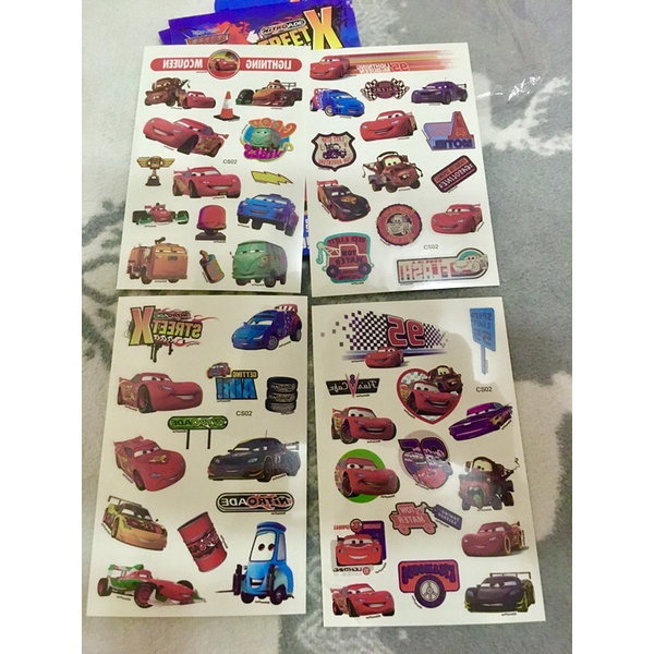 Set 4 Tấm Hình Xăm Dán Chống Thấm Nước Hình Sấm Sét Mcqueen Dễ Thương