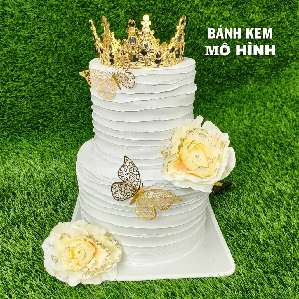Mô hình bánh cưới 2 tầng, bánh sinh nhật 2 tầng sang đẹp, mẫu bánh gân giả
