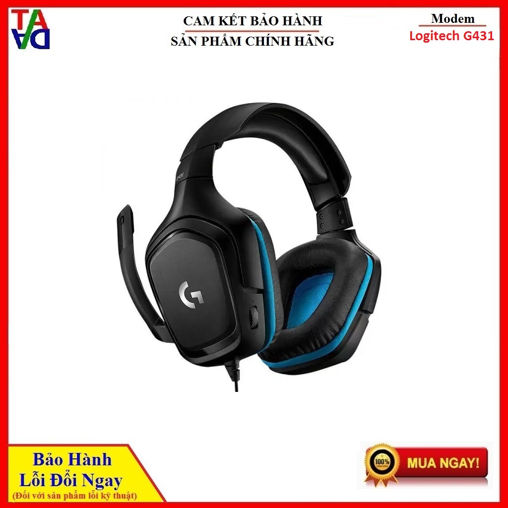 Tai nghe Logitech G431 7.1 Surround Sound Gaming Headset - Hàng chính hãng - Bảo hành 12 tháng 1 đổi 1