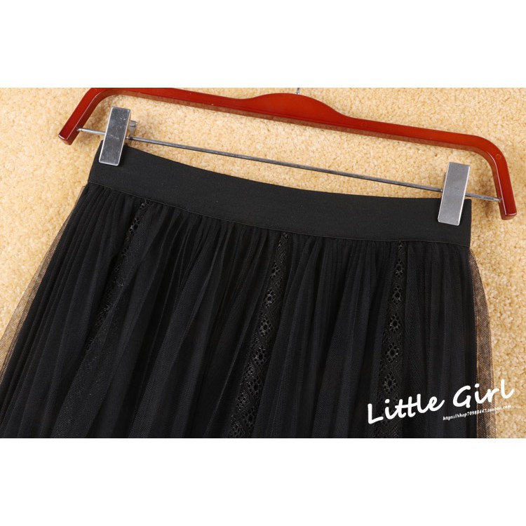 Chân váy midi xếp li pha ren -V18 | BigBuy360 - bigbuy360.vn