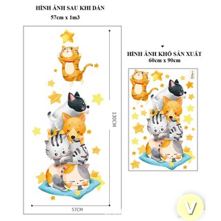 Decal dán tường Mèo hái sao