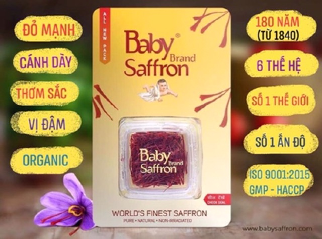 COMBO 3 GRAM NHUỴ HOA NGHỆ TÂY TỐT NHẤT ẤN ĐỘ BABY SAFFRON [DATE 10.2022] | BigBuy360 - bigbuy360.vn