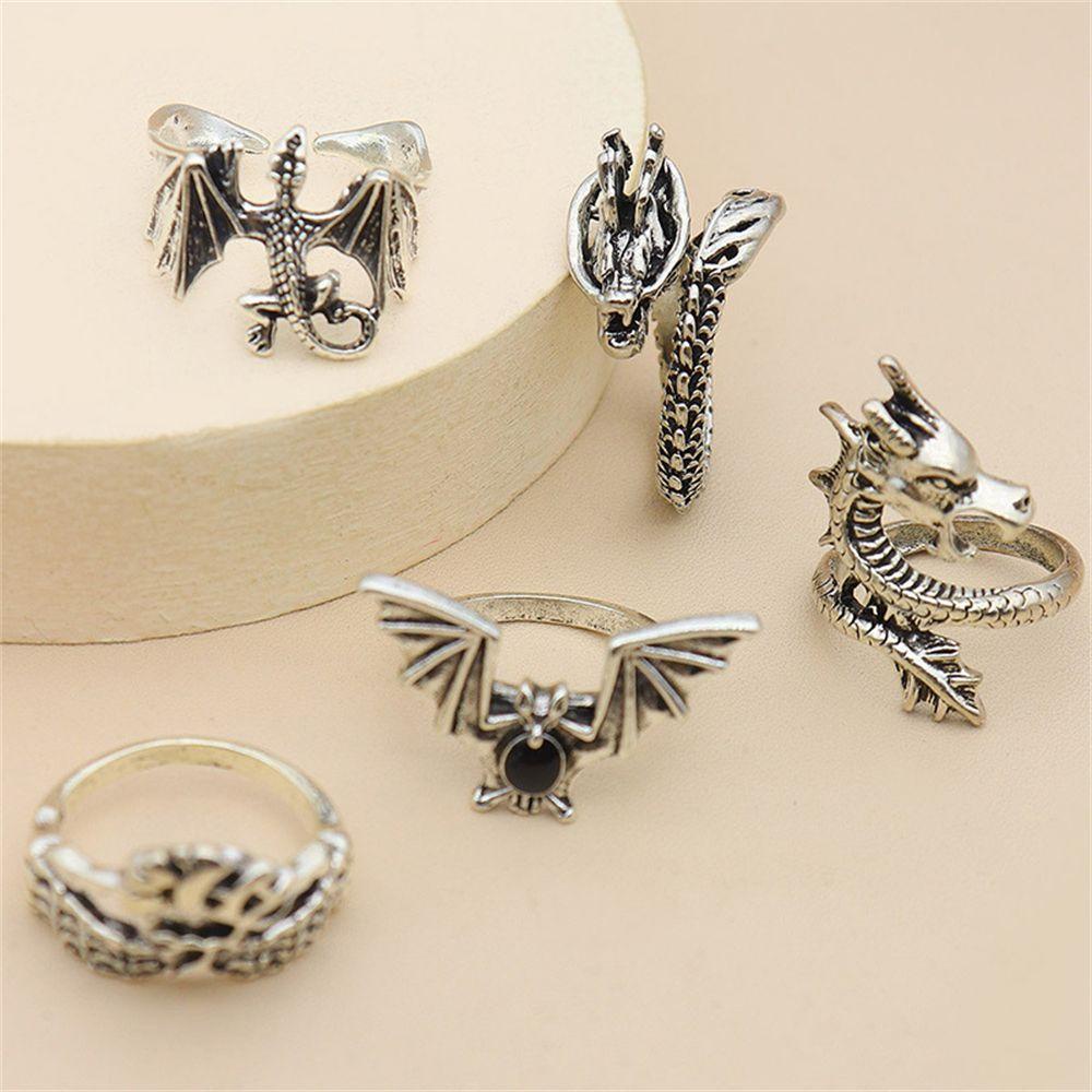 NEXTVN Set 5 Nhẫn Đeo Đốt Ngón Tay Hình Dơi Phong Cách Hip Hop