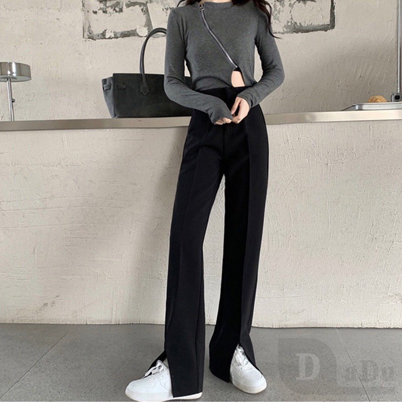 Quần Dài Nữ Lưng Cao Ống Rộng Thời Trang Hàn