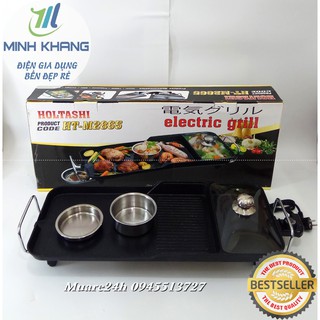 Vỉ lẩu nướng điện 3 ngăn holtashi ht m2865 nhật bản bảo hành 18 tháng