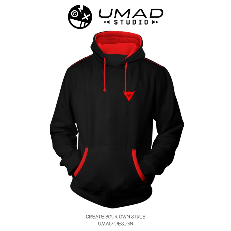 Áo khoác hoodie UMAD unisex racing biker Dainese v.2 nam nữ vải nỉ cotton 100% nhập khẩu phối viền đỏ | BigBuy360 - bigbuy360.vn