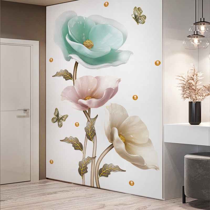 Decal dán tường hoa pha lê 3D mới
