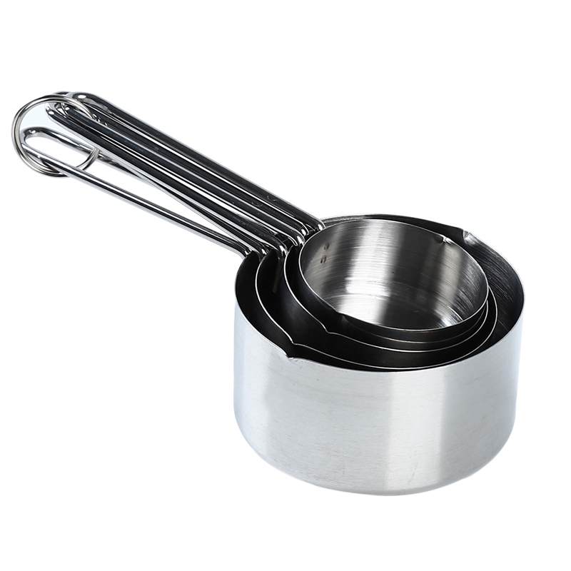 Set 4 cốc đo lường cán dài bằng inox dùng làm bánh