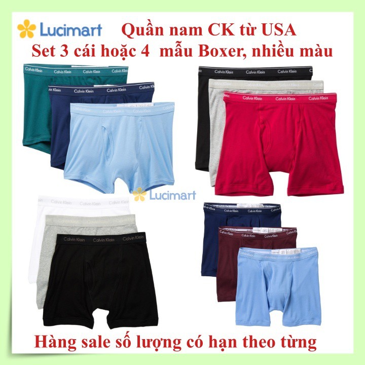 [Hàng Mỹ-Giá Sale] Set 3 hoặc 4 quần lót nam CK từ USA, mẫu boxer.