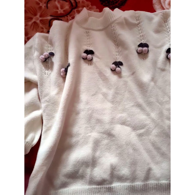 Áo Len Nữ Cổ Lọ Form Rộng Dài Tay Thêu Hoa Vintage Chất Mềm Mịn AL97