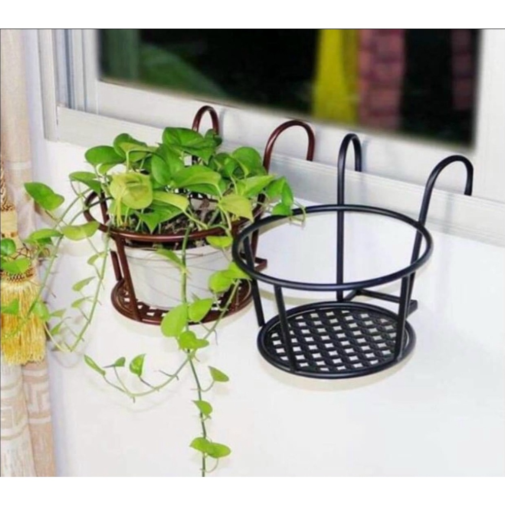 Giỏ Sắt Treo Chậu Cây, Kệ Để Chậu Hoa Cây Cảnh Có Móc Treo Ngoài Ban Công Tiện Lợi,Gọn Đẹp