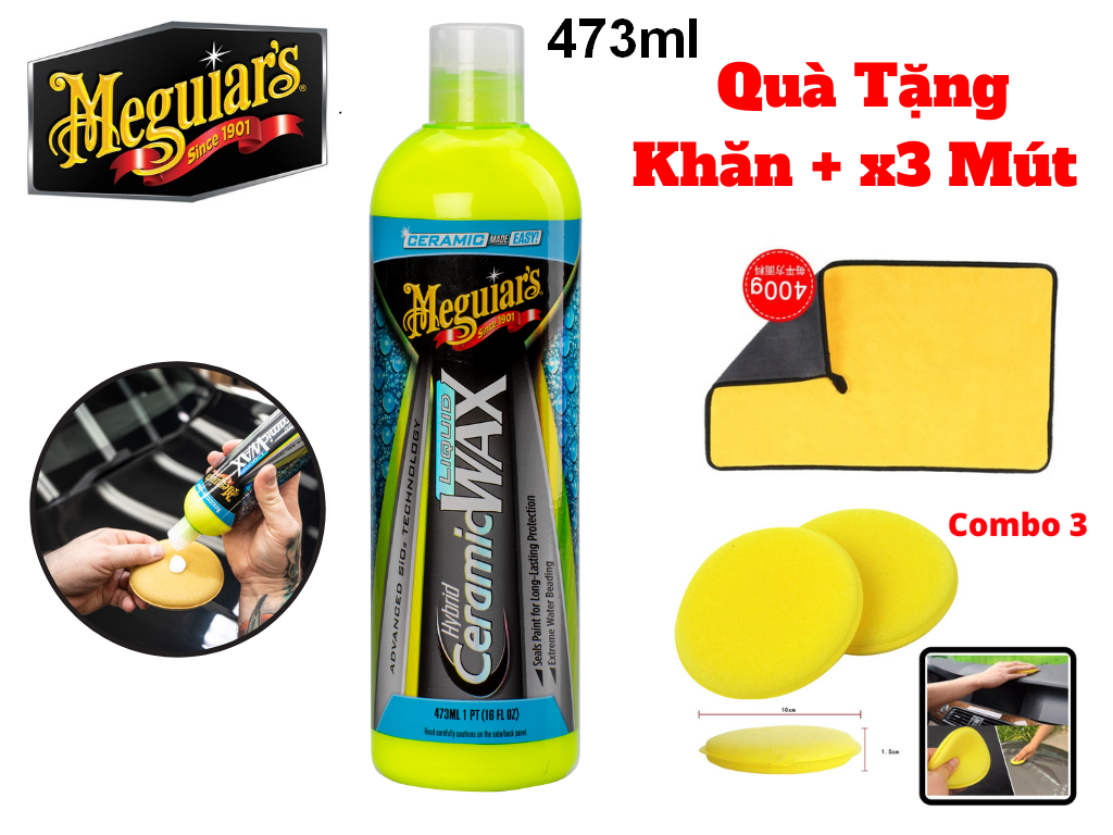 Meguiar's Wax Đánh Bóng Bảo Vệ Sơn Cao Cấp CERAMIC LIQUID WAX G200416 Tặng Khăn Mút