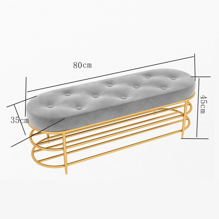 Băng ghế đôn ngồi chờ có giá để giày dép - Ghế nệm dài bọc nệm nhung sang trọng