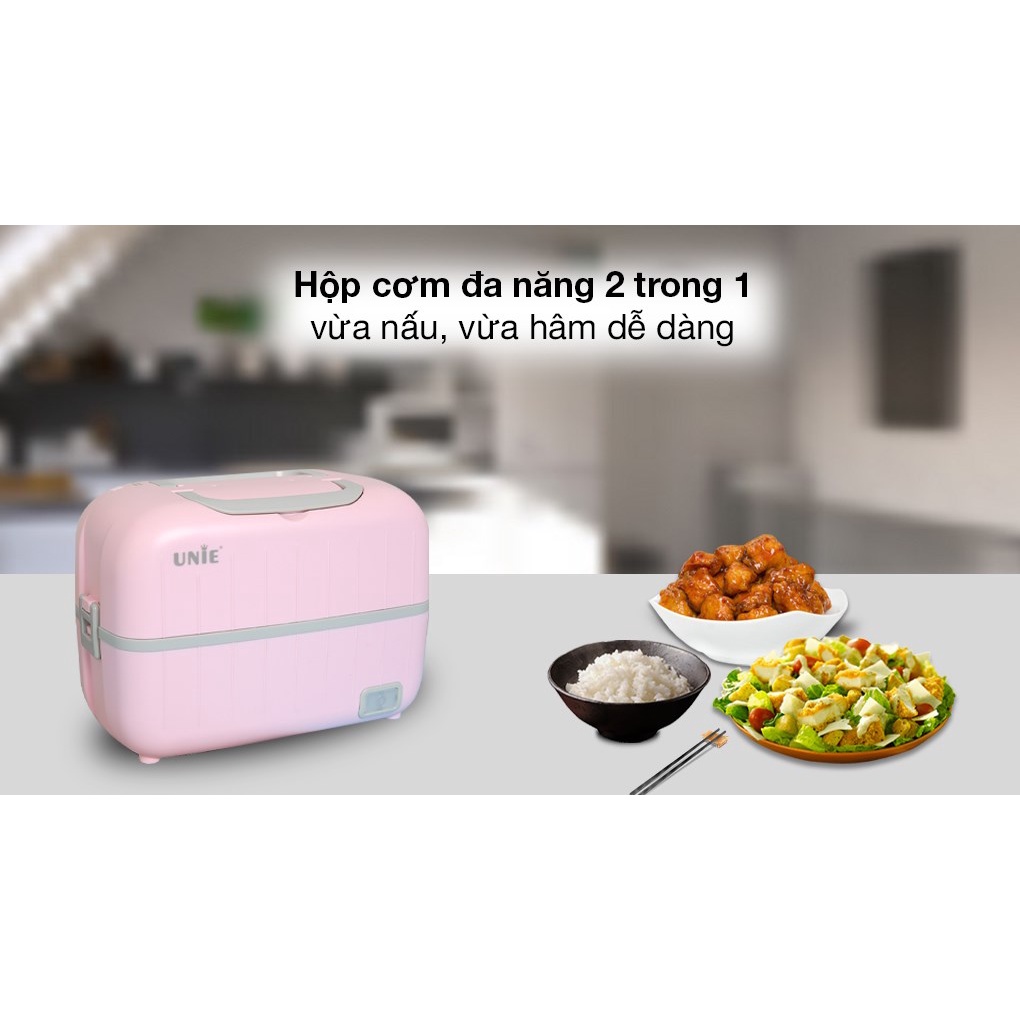 Hộp nấu cơm di động Unie UV  2 tầng có chức năng nấu cơm trực tiếp -  Hộp cơm giữ nhiệt đựng thức ăn