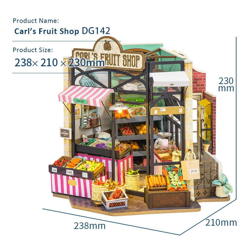 [BẢN QUỐC TẾ TIẾNG ANH] Mô hình nhà DIY Doll House Robotime Carl’s Fruit Shop DG142 Vegetable Market Miniature