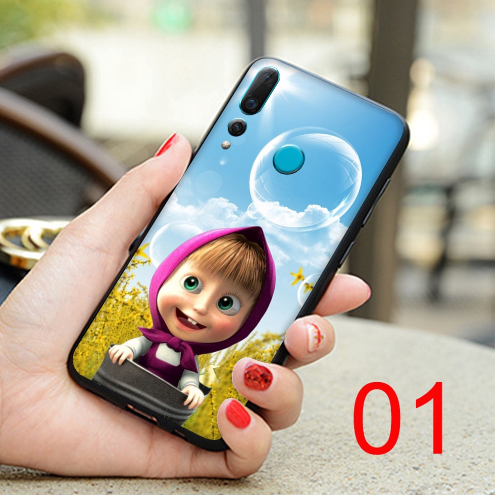 Ốp điện thoại mềm in hoạt hình Masha and the Bear cho Xiaomi Mi 10 Redmi 8 8A Note 8 9 Pro Max