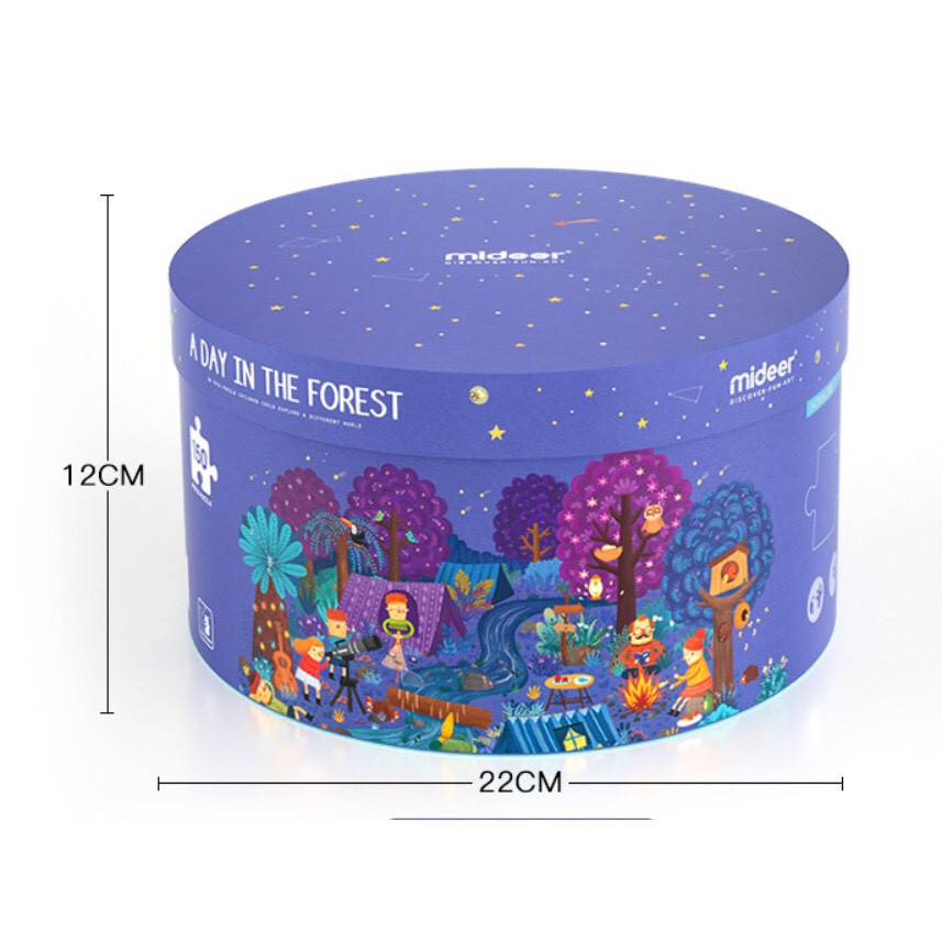 Mideer Puzzle 150 pcs A day in the forest - Bộ xếp hình tròn 150 miếng: Một ngày trong rừng sâu