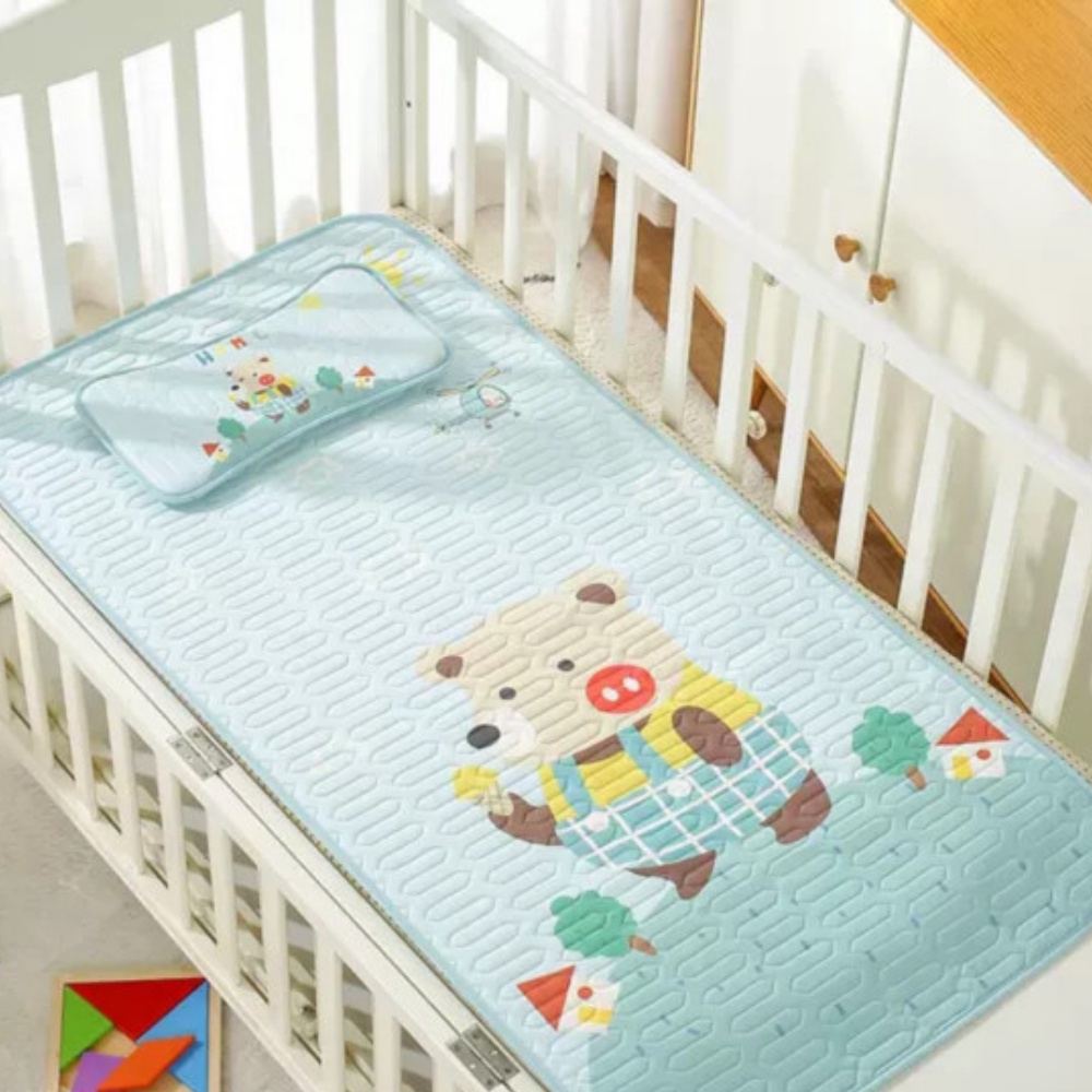 Set chiếu điều hòa cao cấp kèm gối cho bé, Chiếu điều hòa cao su non cho bé thông hơi, thoáng khí