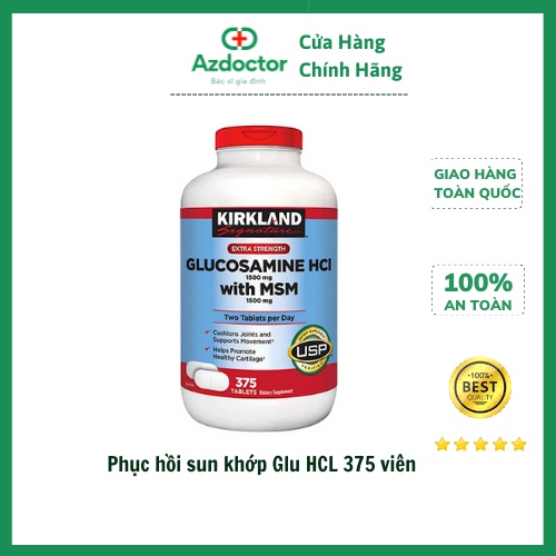 Viên uống Glucosamine HCL 1500mg Kirkland With MSM 1500mg Hộp 375 Viên Date 2025