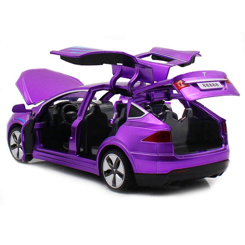 Tesla Modelx3 Alloy Car Model Bugatti Sound and Light Warrior Six-Door Gull Wing Door Eating Chicken Same Style car accessories 4NzH