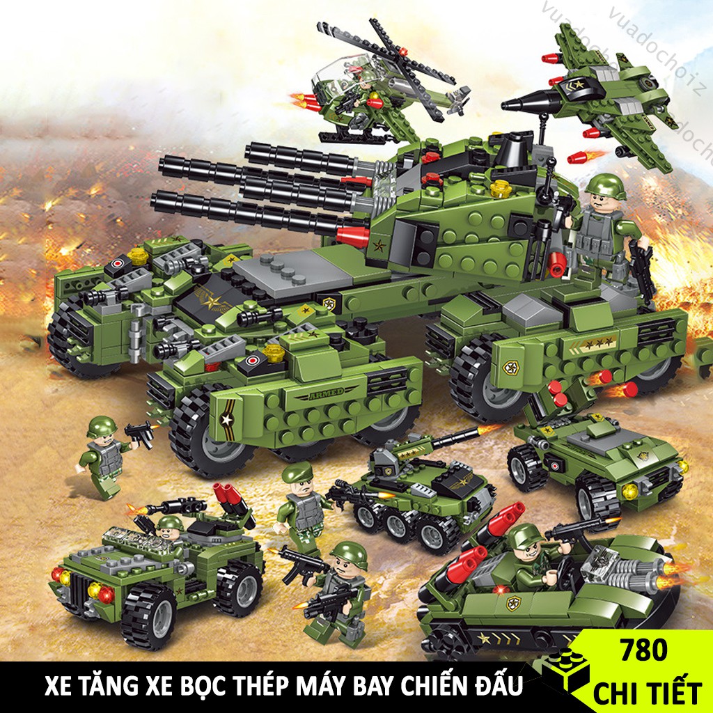 Bộ đồ chơi lắp ráp xe tăng Vuadochoiz XT1126 lắp ráp mô hình Xe Tăng / Xe Bọc Thép / Máy Bay Quân Sự gồm 1126 chi tiết