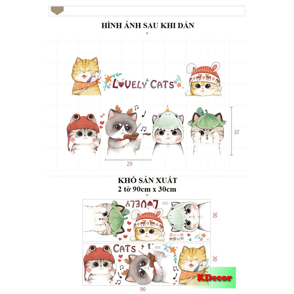 Decal dán tường mèo ngọt ngào