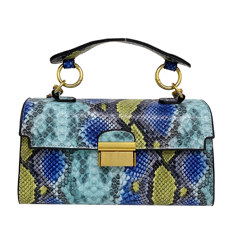 Túi Đeo Chéo Hình Vuông Họa Tiết Da Rắn Phối Dây Xích Thời Trang 2022 Cho Nữ