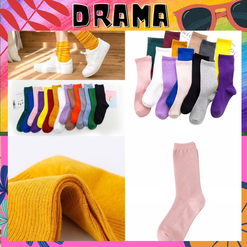Tất nữ nhún, Tất nữ cổ cao [Nhiều màu] Vớ nữ Vintage Hàn Quốc hàng loại 1 PHỤ KIỆN DRAMA TAT013