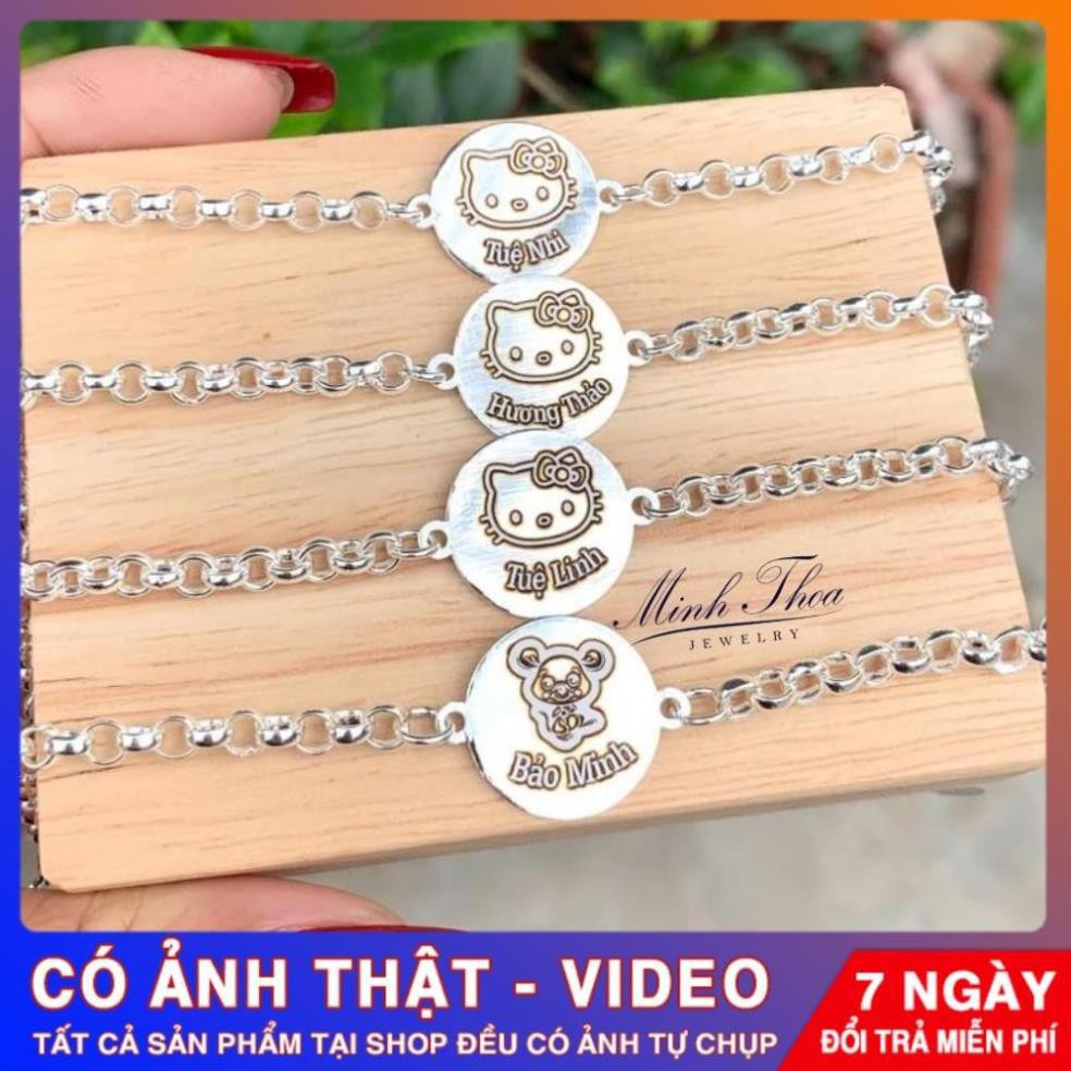 Lắc tay bạc cao cấp cho bé nam nữ,vòng tay Kitty khắc tên bé gái Tuấn Thoan JEWELRY