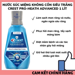 Kem đánh răng Crest + Nước Súc miệng Siêu Trắng Mỹ 3D White Advanced Triple Whitening Hàng Mỹ 158gr