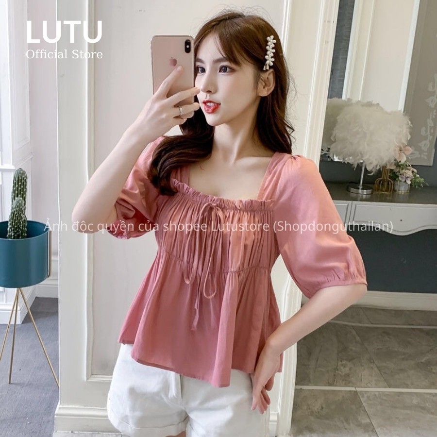 Áo Sơ Mi Nữ Cổ Vuông Bèo Tay Lỡ Dáng Baby Doll Dễ Thương Phong Cách Hàn Quốc | BigBuy360 - bigbuy360.vn